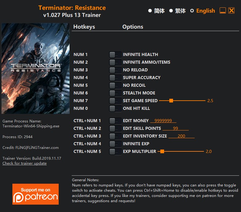 Terminator Resistance v1.027 Plus 13 Trainer FliNG