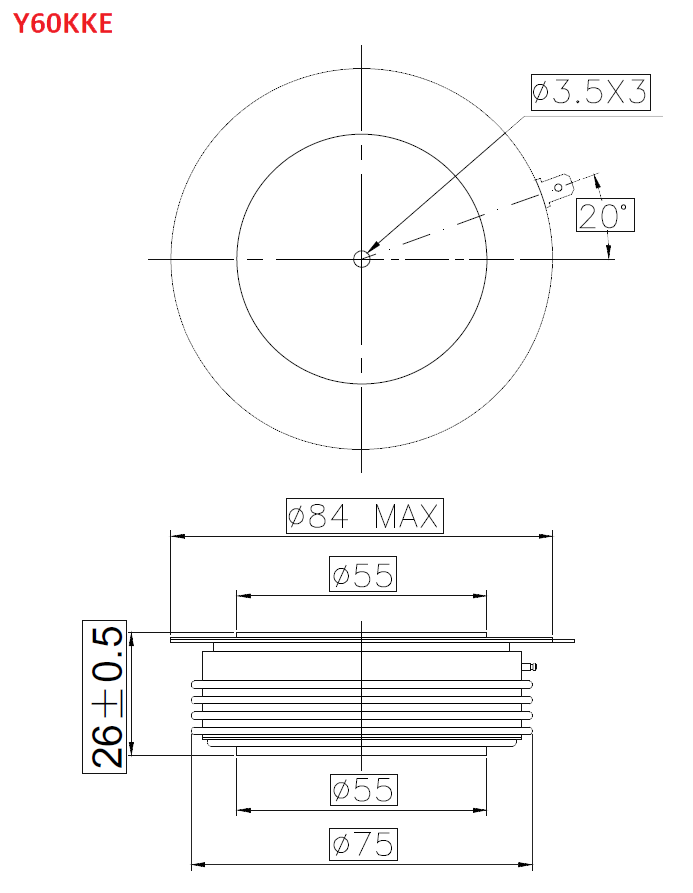 نمودار فنی تریستور دیسکی y60kke