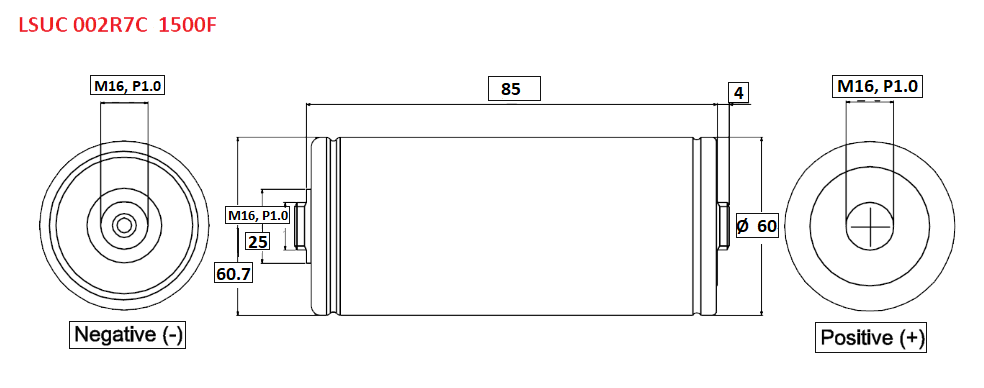 نمودار فنی ابرخازن LS سری LSUC002R7C1500F