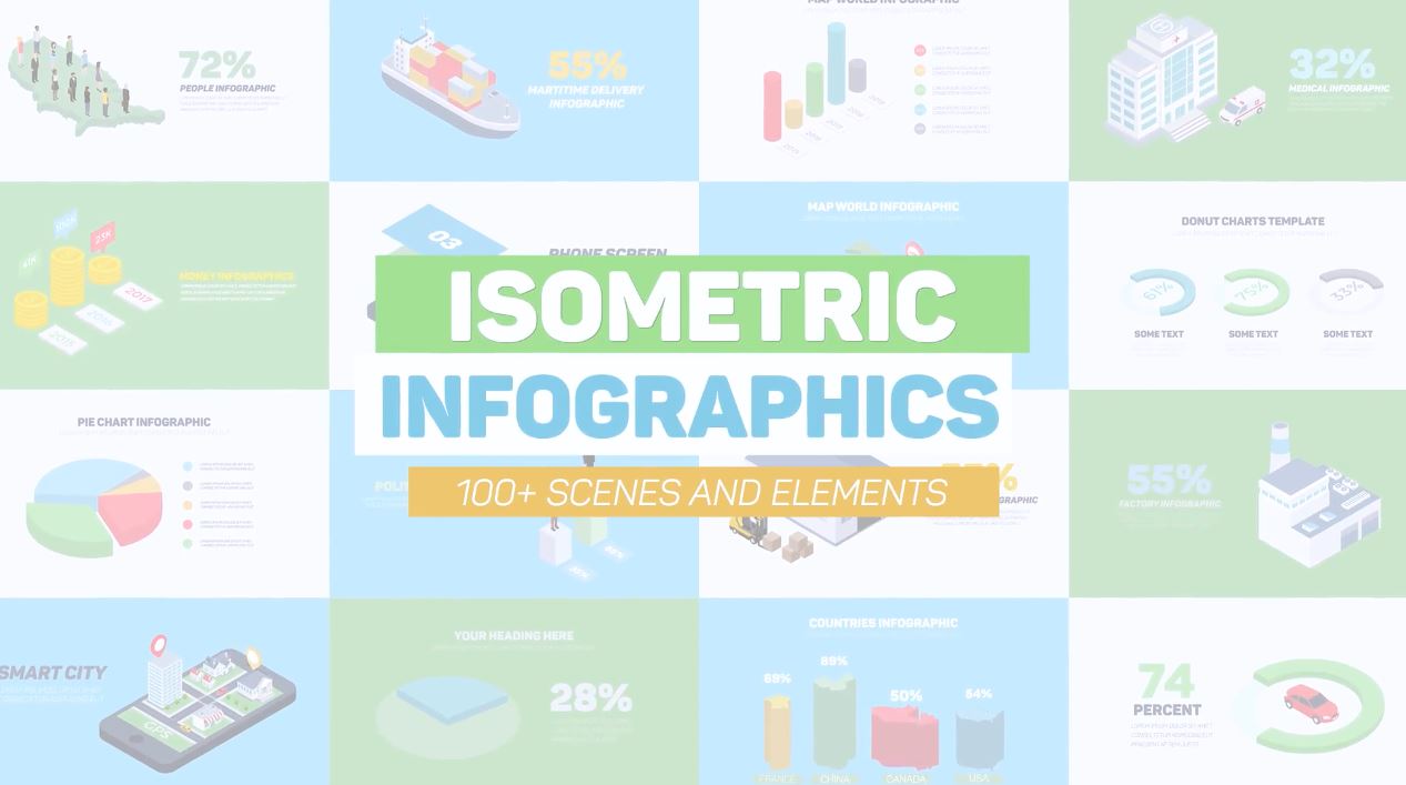 دانلود پروژه افترافکت Isometric Infographics مجموعه اینفوگرافیک متحرک ایزومتریک